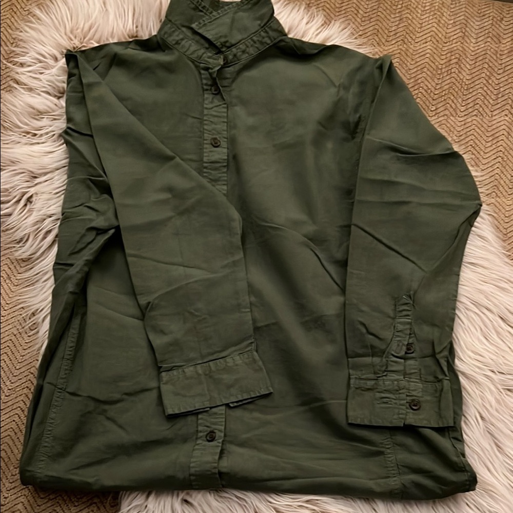 Olive Green Button-Up Shirt